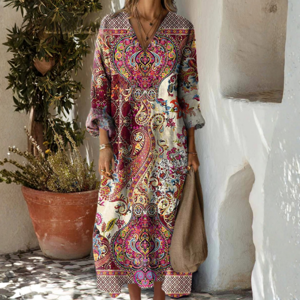 Lily™ | Boho sukienka maxi z paisley w stylu vintage