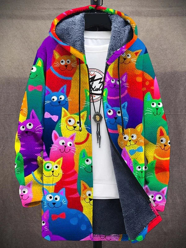 Halina™ | Artystyczny Sweter z Kapturem w Koty