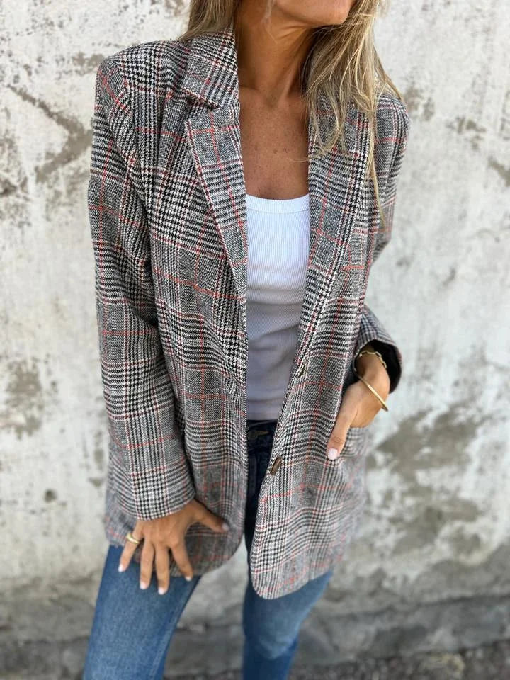 🌟 Stylowa i elegancka kurtka w kratę z klasycznymi klapami