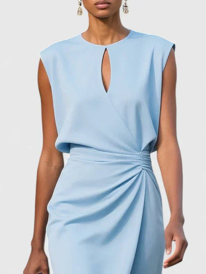 Vítězka™ | Elegancka sukienka midi z dekoltem typu łezka i drapowaniem w talii