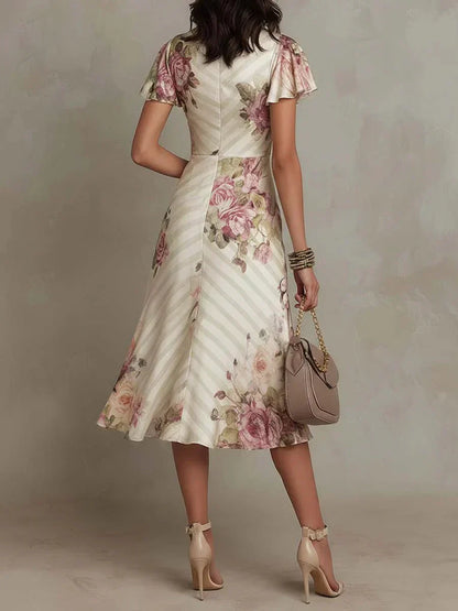 Alba™ | Elegancka Sukienka Midi w Kwiaty