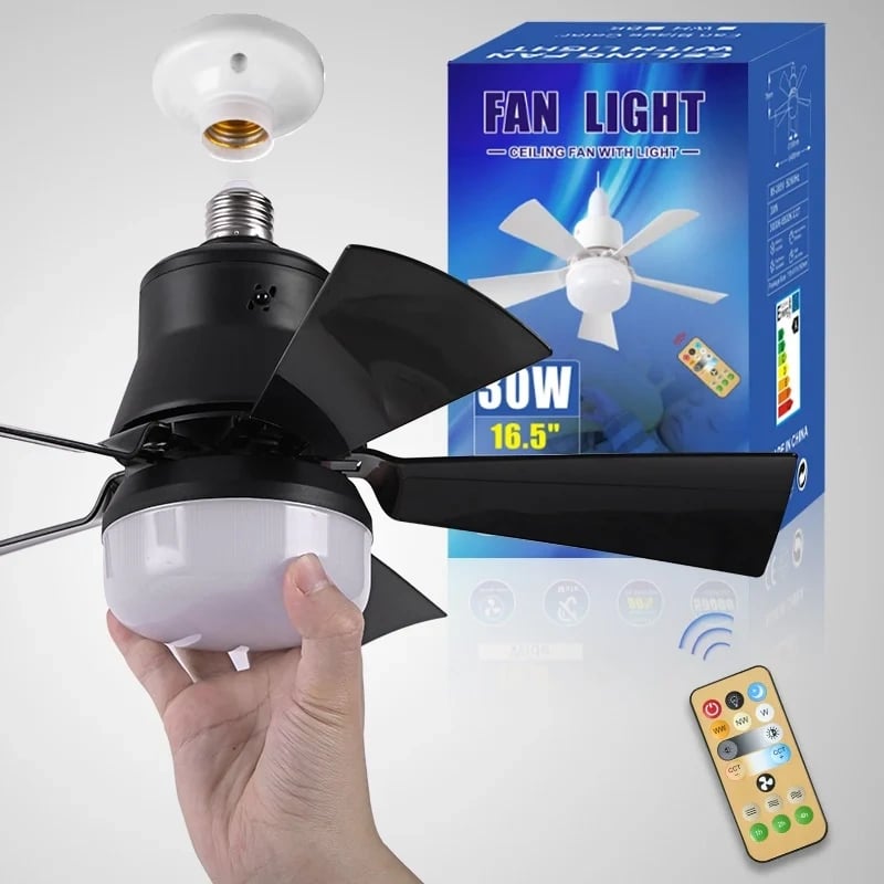 🌬️ Wentylator sufitowy LED 40W – ultracichy, z pilotem | E27 + GRATIS adapter B22