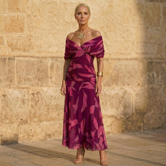 Celeste™ | Elegancka Sukienka Maxi w Liście