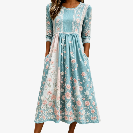 Wiosenna Mozaika | Kwiatowa sukienka midi patchwork