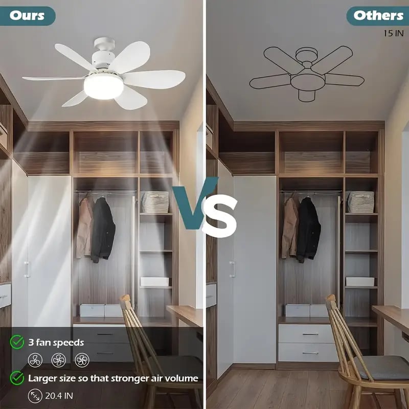 🌬️ Wentylator sufitowy LED 40W – ultracichy, z pilotem | E27 + GRATIS adapter B22