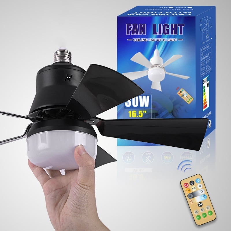 🌬️ Wentylator sufitowy LED 40W – ultracichy, z pilotem | E27 + GRATIS adapter B22