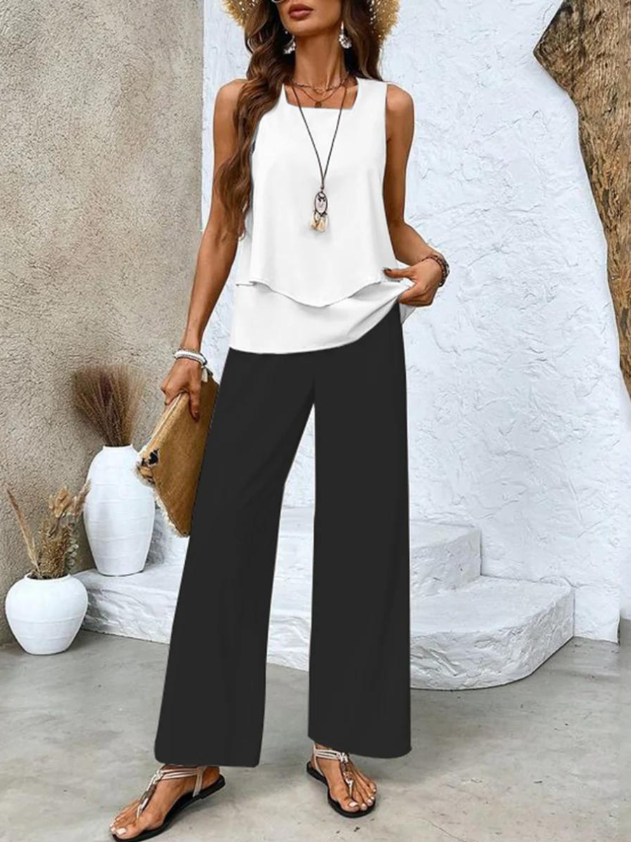 Jenny™ | Elegancki letni komplet top + spodnie