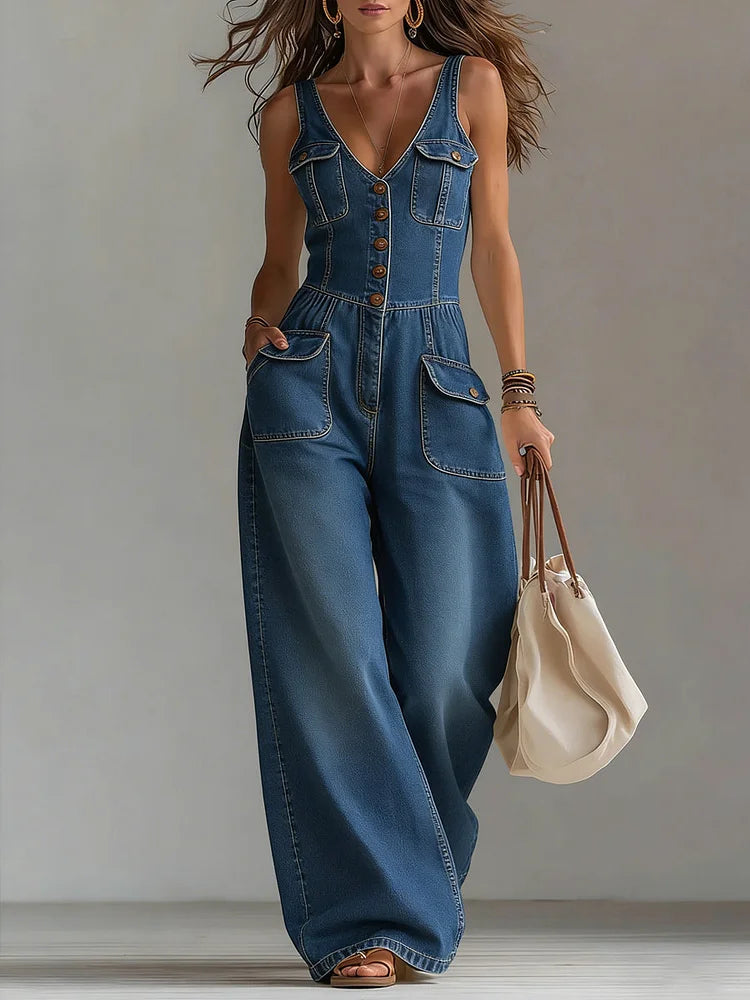 Sofia | Luzny jeansowy kombinezon wide-leg