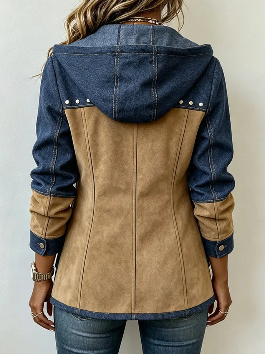 Bronisława™ | Kurtka Jeansowa Patchwork z Kapturem