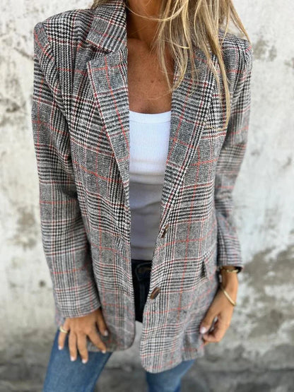 🌟 Stylowa i elegancka kurtka w kratę z klasycznymi klapami