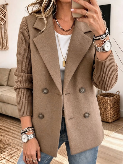 Jadwiga™ | Elegancka Marynarka z Dzianinowymi Rękawami
