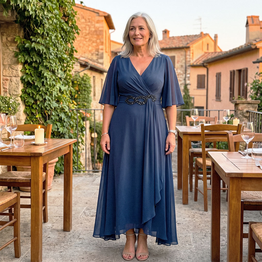 Evelyn | Zwiewna Szyfonowa Sukienka Maxi — Elegancka dla Każdej Sylwetki
