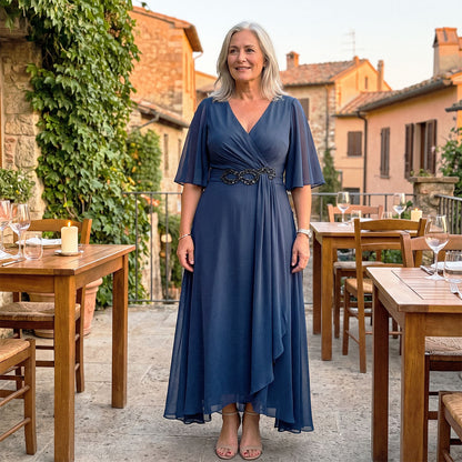 Evelyn | Zwiewna Szyfonowa Sukienka Maxi — Elegancka dla Każdej Sylwetki