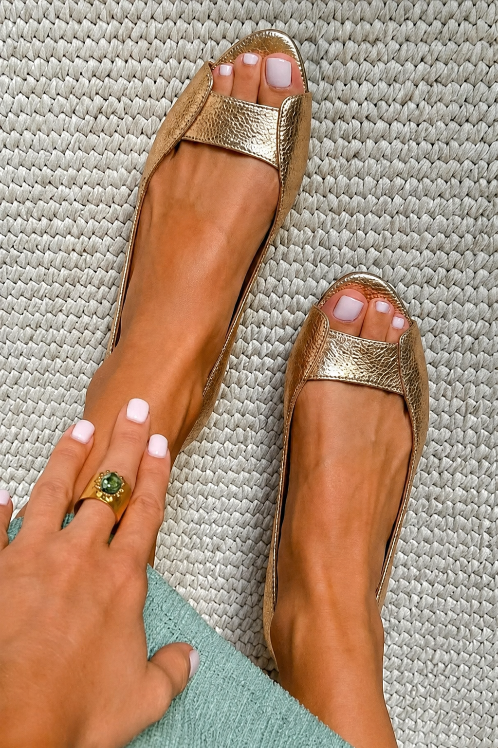Adelina | Sandały Złote Comfort Chic