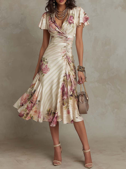 Alba™ | Elegancka Sukienka Midi w Kwiaty
