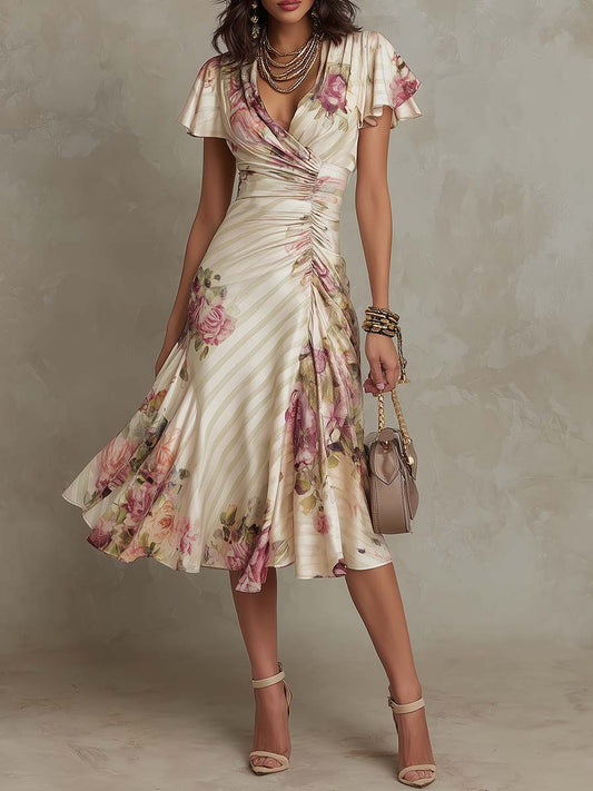 Alba™ | Elegancka Sukienka Midi w Kwiaty
