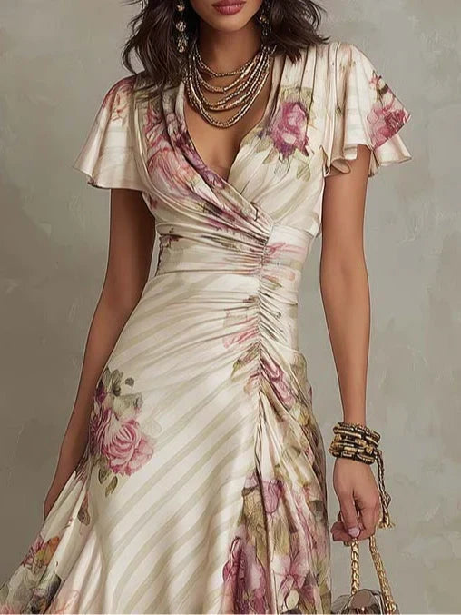 Alba™ | Elegancka Sukienka Midi w Kwiaty