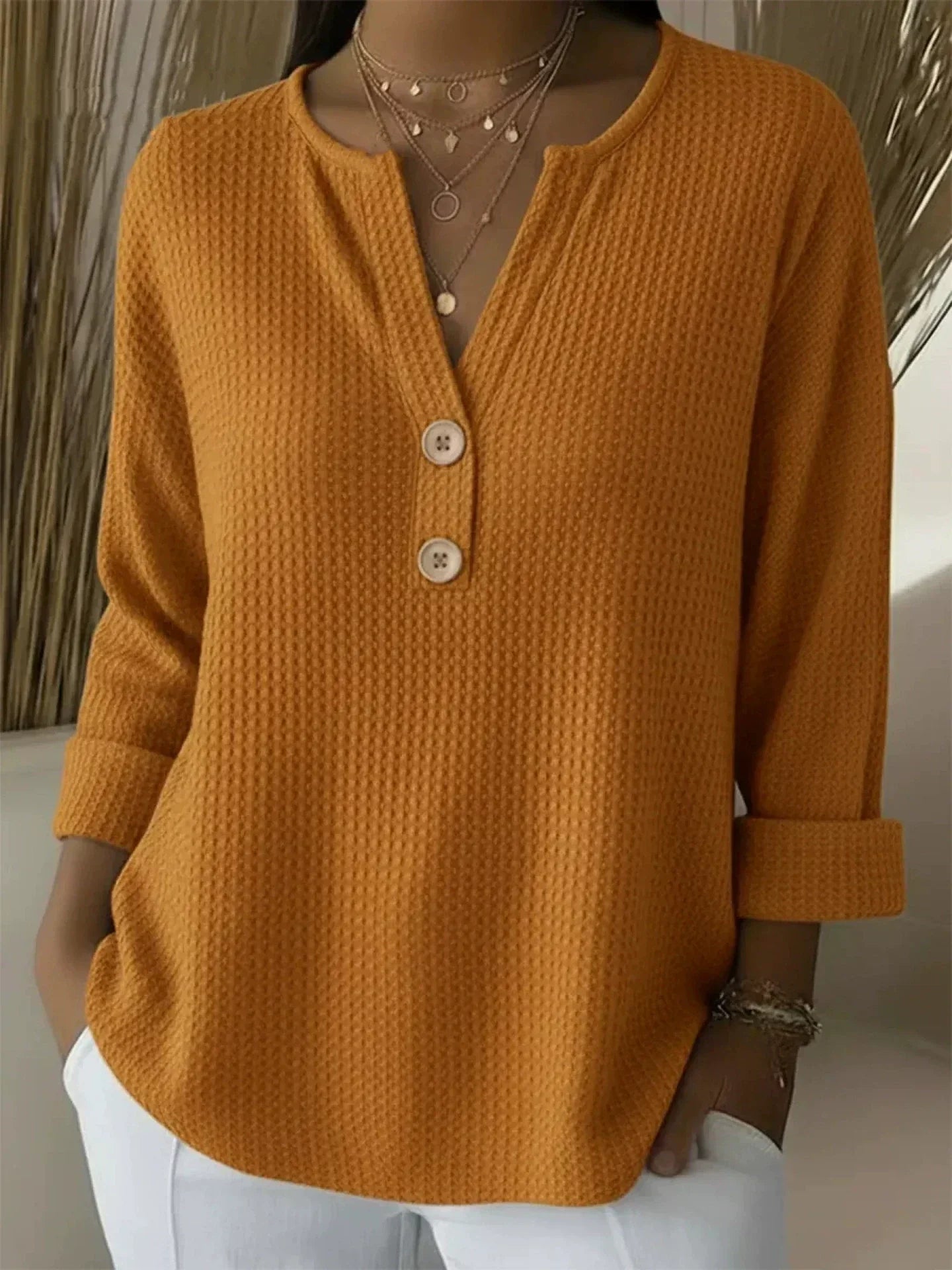 Kyla™ | Sweter Polo z Dekoltem V