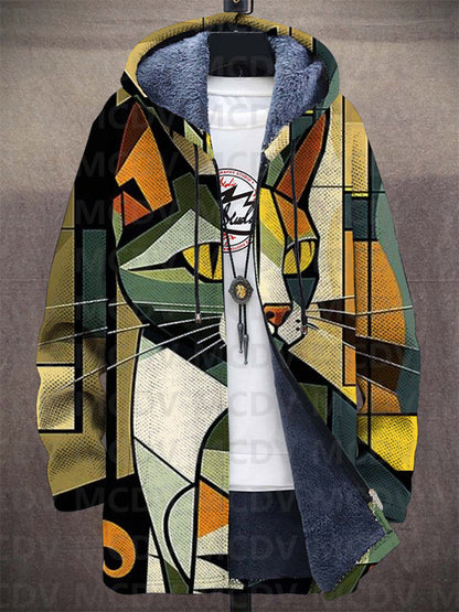 Agnieszka™ | Artystyczny Sweter z Kapturem w Koty