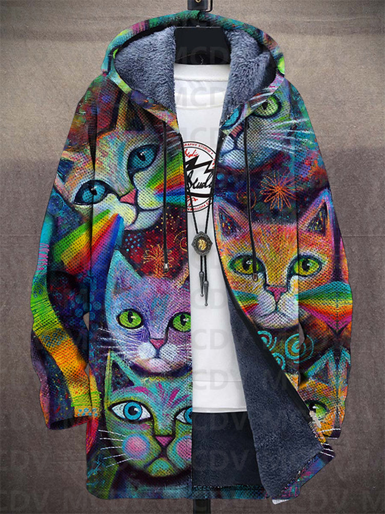 Agnieszka™ | Artystyczny Sweter z Kapturem w Koty