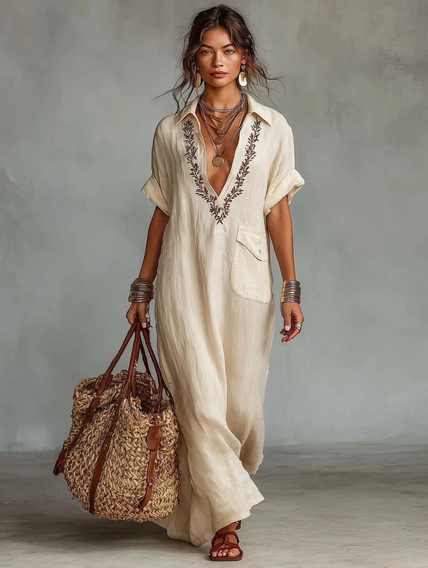 Malwina | Sukienka maxi boho w kwiaty