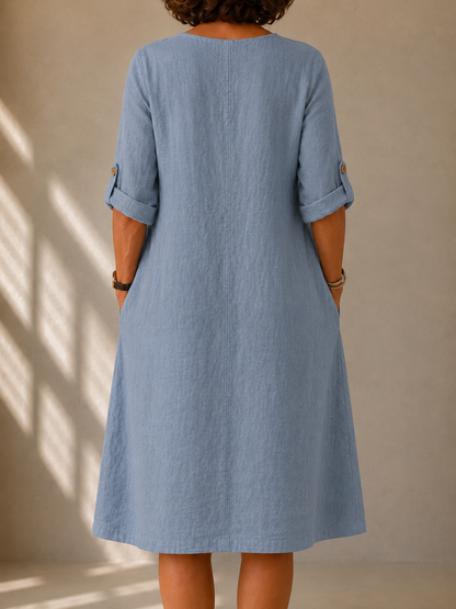 Helen™ | Elegancka Lniana Sukienka Letnia