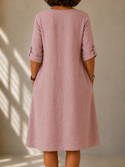 Elaine™ | Elegancka Lniana Sukienka Letnia