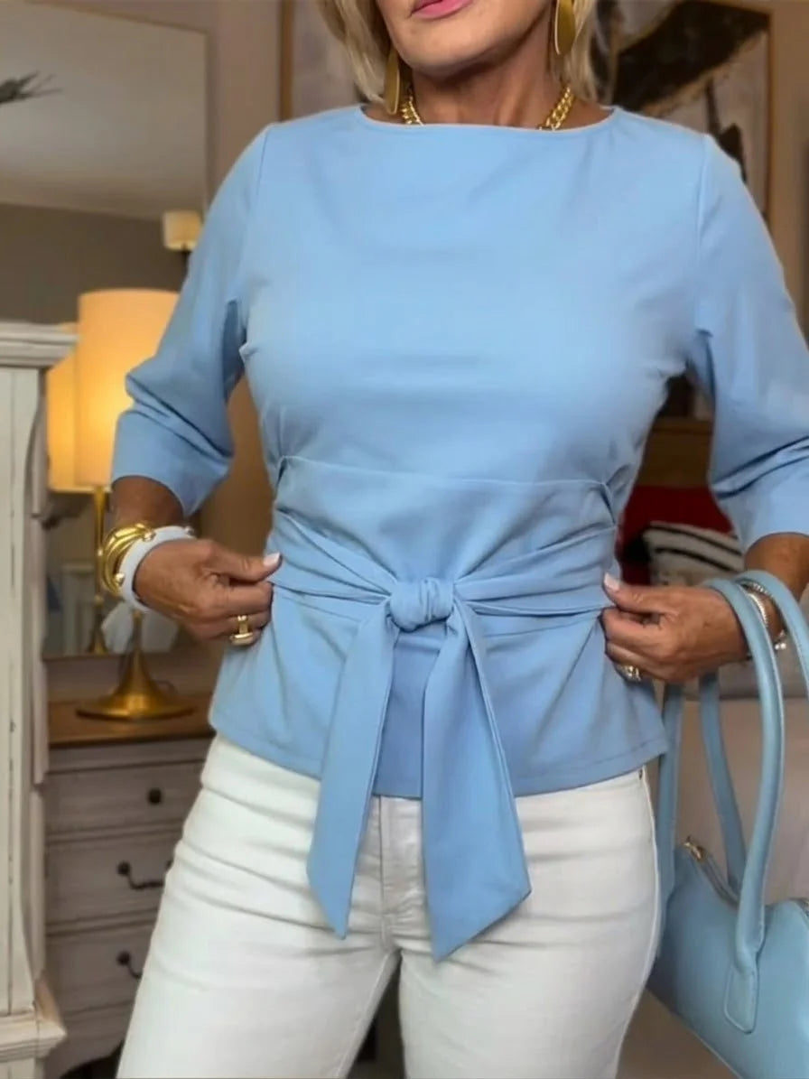 Helena™ | Elegancka bluzka z wiązaniem w talii