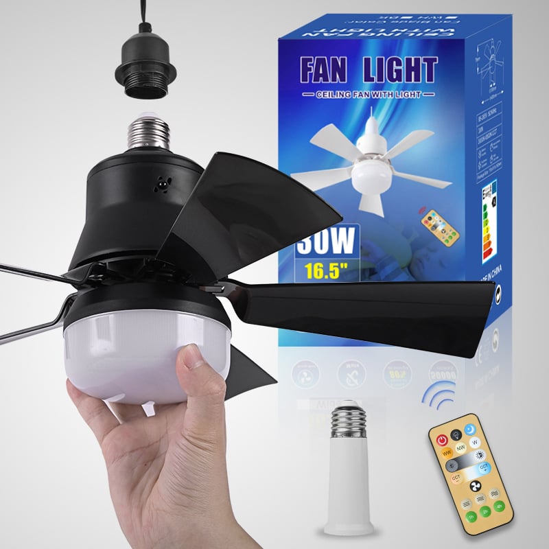 🌬️ Wentylator sufitowy LED 40W – ultracichy, z pilotem | E27 + GRATIS adapter B22
