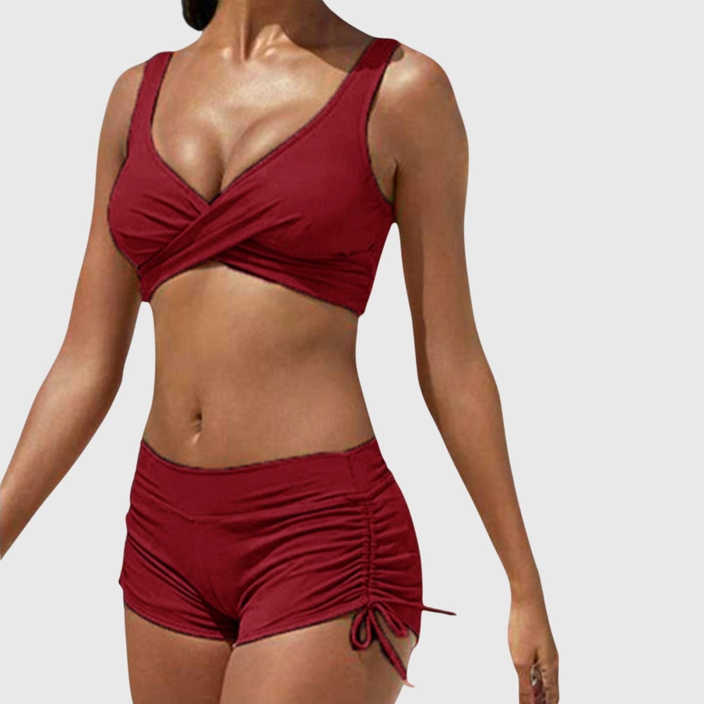 Marisa™ | Bikini z zapięciem owijanym i sznurowanymi szortami