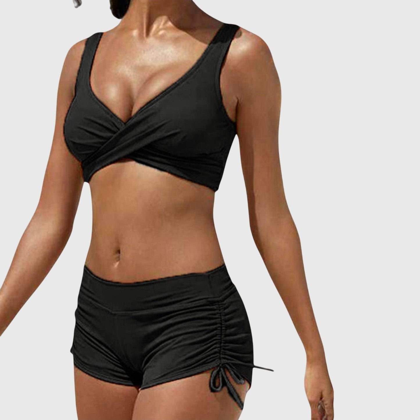 Marisa™ | Bikini z zapięciem owijanym i sznurowanymi szortami