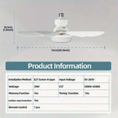 🌬️ Wentylator sufitowy LED 40W – ultracichy, z pilotem | E27 + GRATIS adapter B22