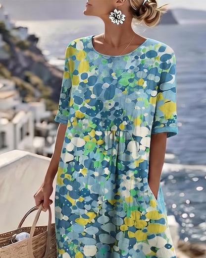 Fleurette™ | Kwiatowa Sukienka Midi z Kieszeniami