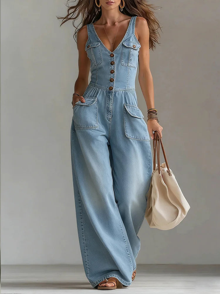 Sofia | Luzny jeansowy kombinezon wide-leg