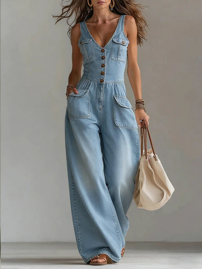 Sofia | Luzny jeansowy kombinezon wide-leg