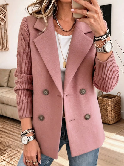 Jadwiga™ | Elegancka Marynarka z Dzianinowymi Rękawami