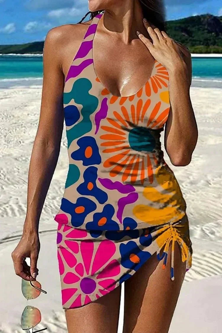 Fiesta™ | Tankini z graficznym kwiatowym nadrukiem i wyszczuplającymi szortami