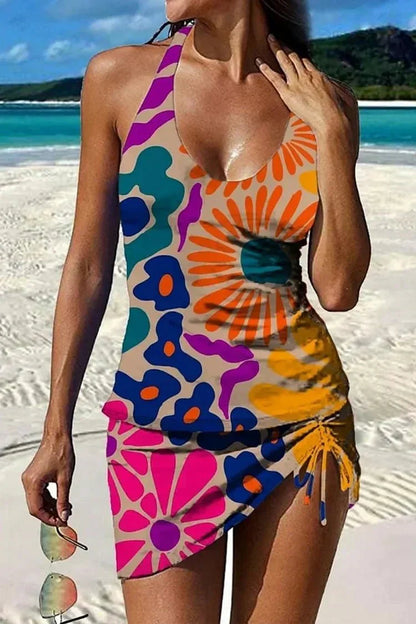 Fiesta™ | Tankini z graficznym kwiatowym nadrukiem i wyszczuplającymi szortami