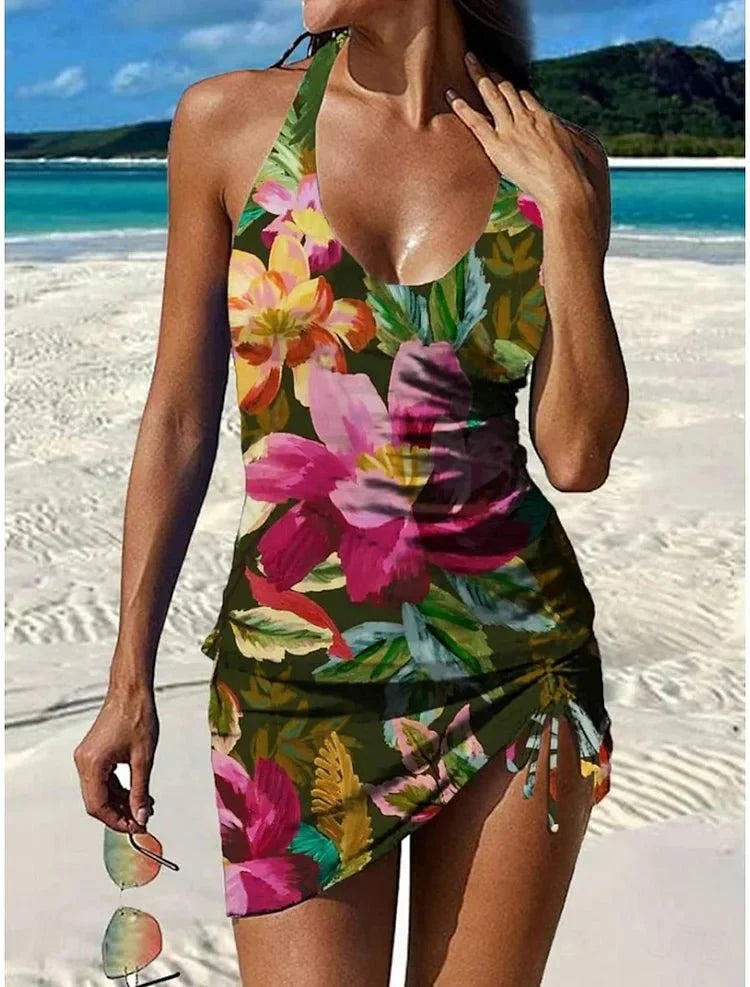 Fiesta™ | Tankini z graficznym kwiatowym nadrukiem i wyszczuplającymi szortami