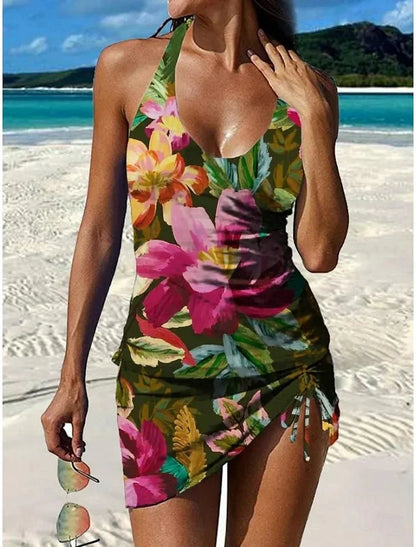 Fiesta™ | Tankini z graficznym kwiatowym nadrukiem i wyszczuplającymi szortami
