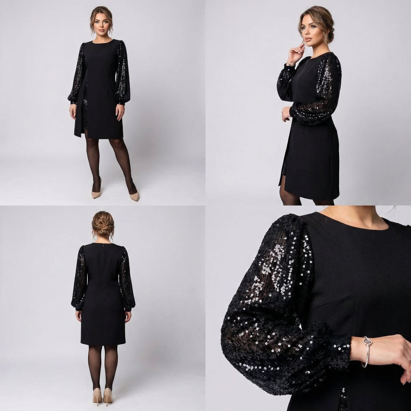 Anna™ | Elegancka sukienka z połyskującymi bufiastymi rękawami