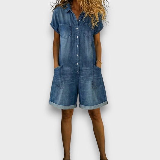 Joan | Krotki kombinezon z efektem denimu