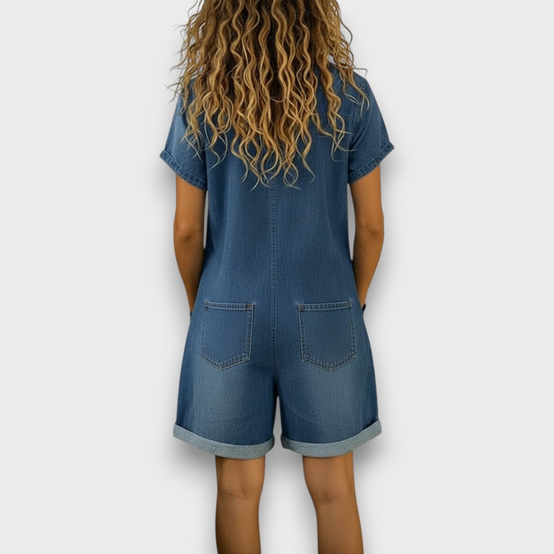 Joan | Krotki kombinezon z efektem denimu