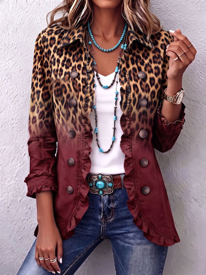 Elspeth™ | Żakiet Leopard z Falbaną