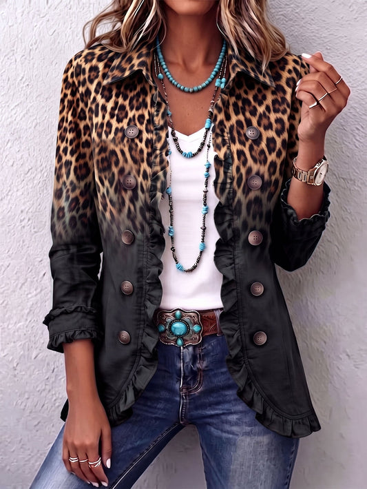 Sabina™ | Żakiet Leopard z Falbaną