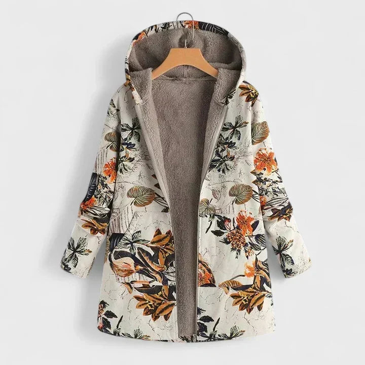 Klara™ | Ciepła Pikowana Parka w Kwiaty