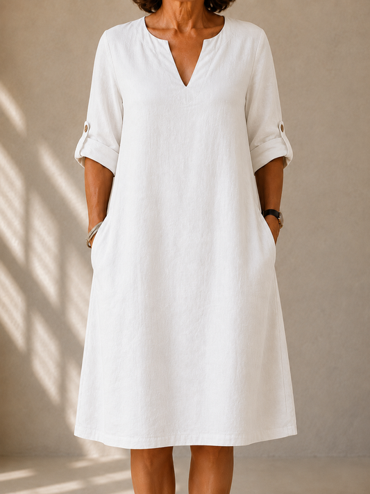 Audrey™ | Elegancka Lniana Sukienka Letnia