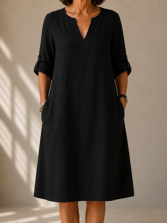 Louise™ | Elegancka Lniana Sukienka Letnia